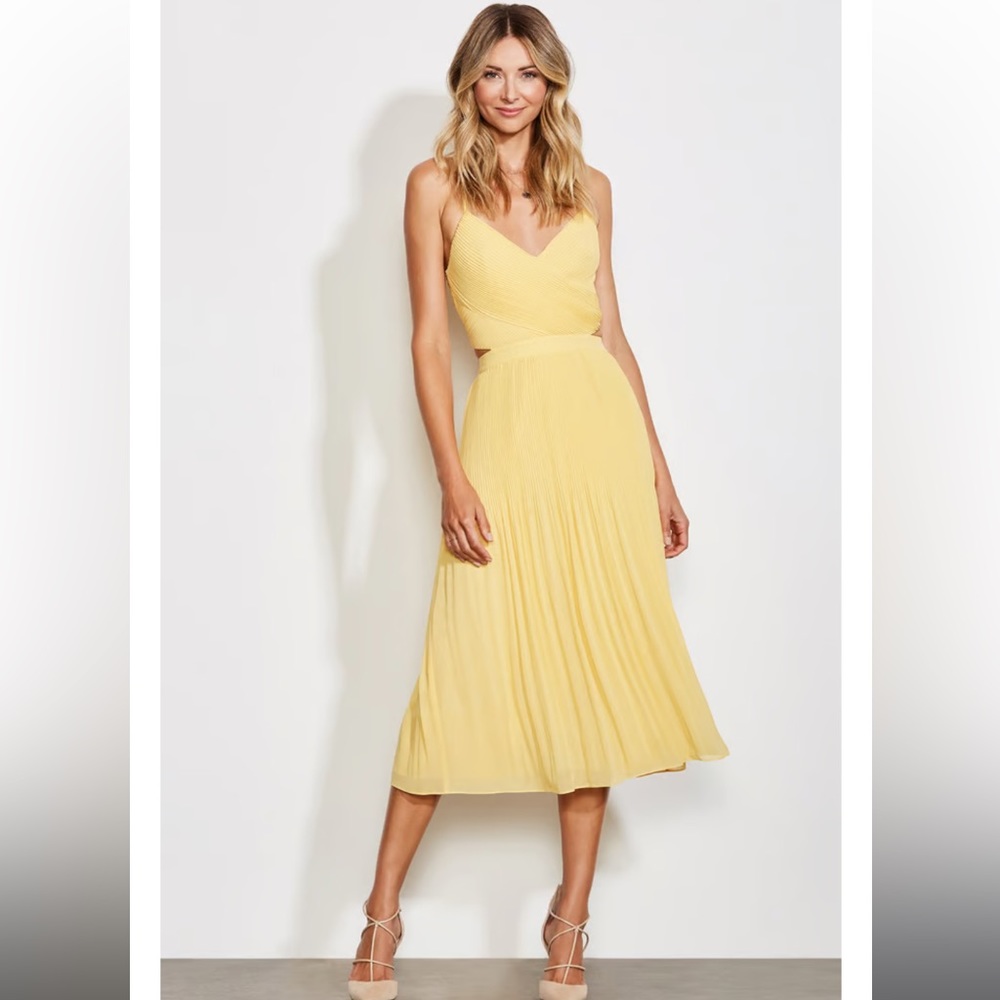 Ali & Jay For The Gram yellow cutout midi